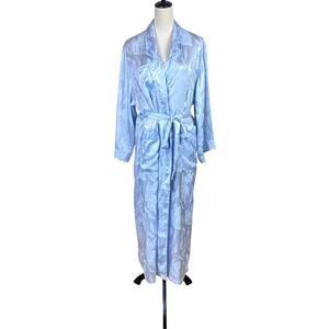 Vintage Gold Label Victoria's Secret Full Length Light Blue Floral Print Robe